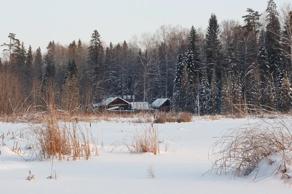 Casa de campo en la orilla del estanque —  Fotos de Stock