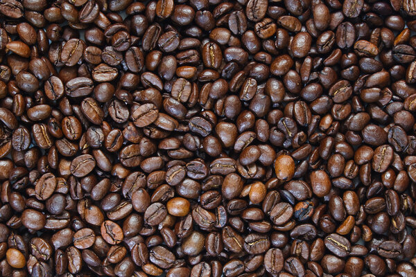 Background of the top snapped coffee grains