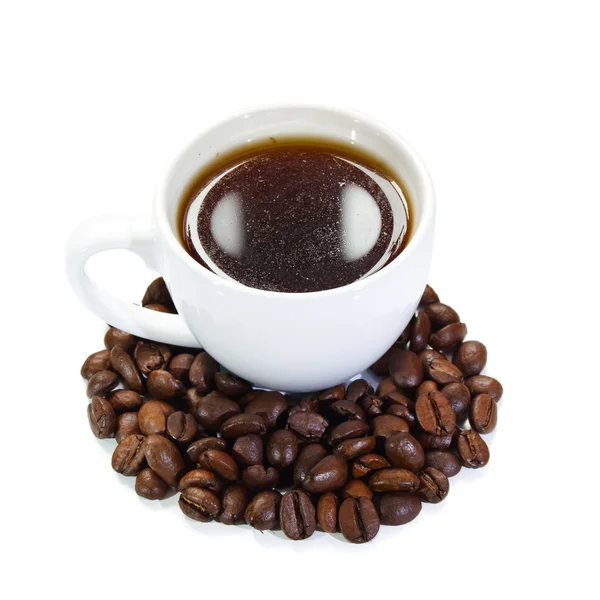 stock image Cup of coffee with coffee beans