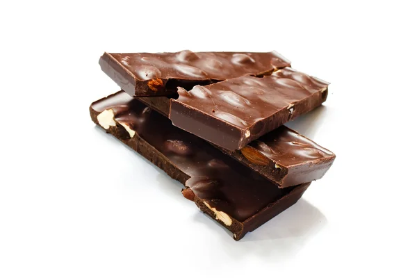 Шоколадные кусочки с орехами Лицензионные Стоковые Фото