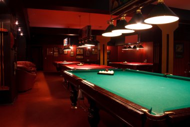 Interior of the billiard club night clipart