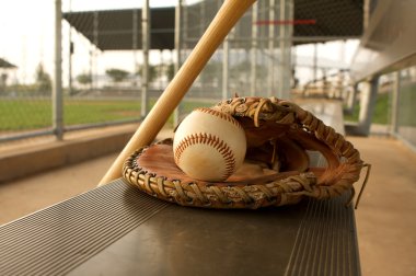 Baseball & Bat on the Bench clipart