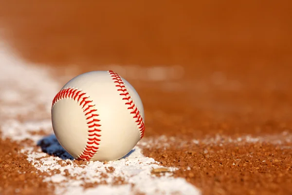 Baseball on the Chalk Line — Stock Photo, Image