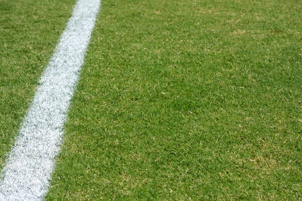 Piłka nożna pole wiersza na trawie naturalnej — Zdjęcie stockowe
