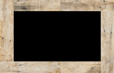 Wood frame on black background, space for text clipart