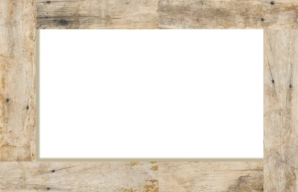 Trä ram på vit bakgrund, utrymme för text — Stockfoto