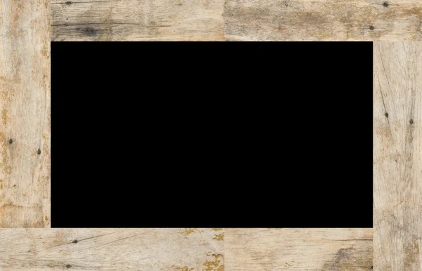 Marco de madera sobre fondo negro, espacio para texto —  Fotos de Stock