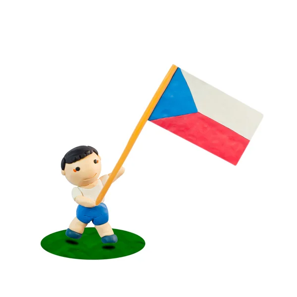 Fútbol infantil con la bandera de República Checa — Foto de Stock
