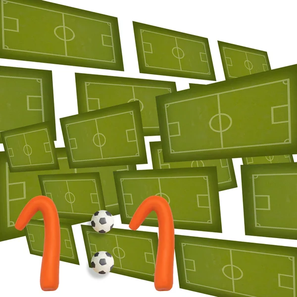 Plastilina fotboll fotboll spel resultatet 1:1 — Stockfoto