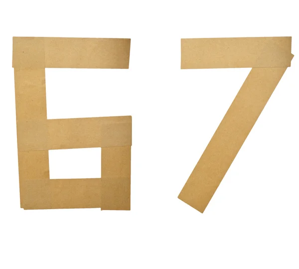 Letras del alfabeto Número etiqueta engomada sobre fondo blanco (6 7 ) — Foto de Stock