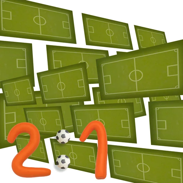 Plastilina fotboll fotboll spel resultatet 2:1 — Stockfoto