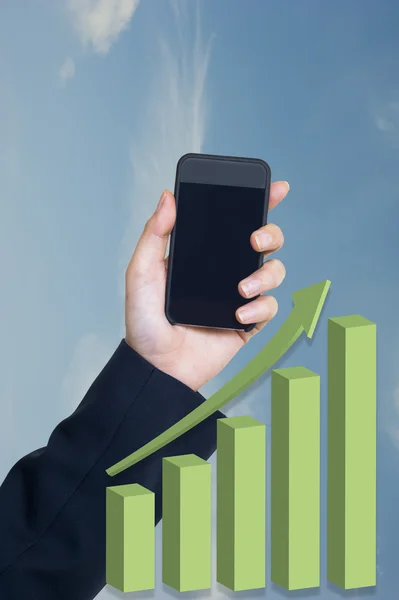 Business hand innehav smart telefon — Stockfoto