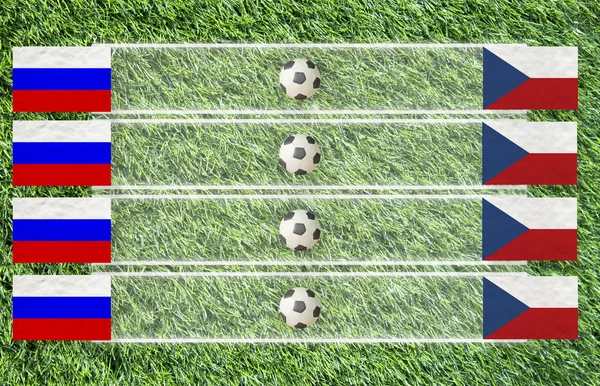 Plastelíny fotbalové vlajky na trávě pozadí pro skóre (skupina A) — Stock fotografie