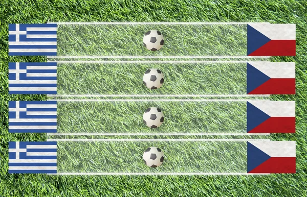 Plasticine Football flag on grass background for score (Group A) — Stock Photo, Image