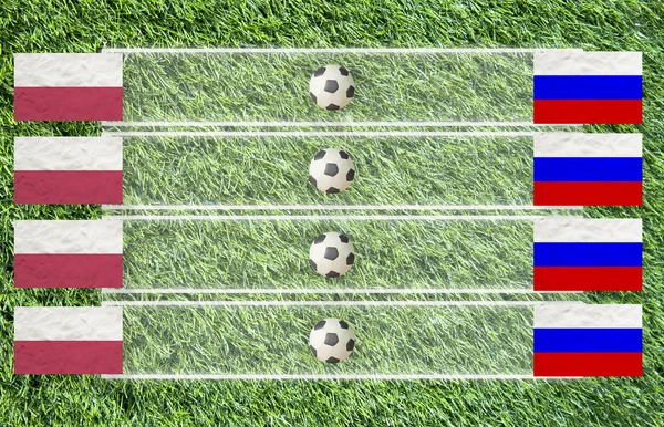 Bandera de fútbol de plastilina en el fondo de hierba para la puntuación (Grupo A ) —  Fotos de Stock