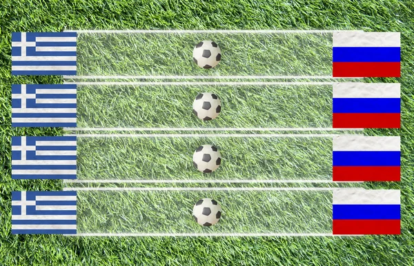 Plasticine drapeau de football sur fond d'herbe pour le score (Groupe A ) — Photo
