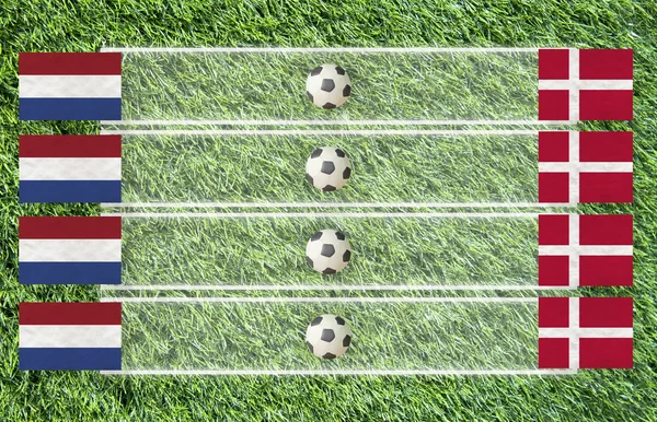 Bandera de fútbol de plastilina en el fondo de hierba para la puntuación (Grupo B ) —  Fotos de Stock