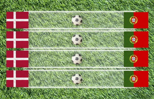 Plasticine Football flag on grass background for score (Group B) — Stock Photo, Image
