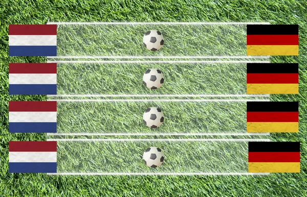 Bandera de fútbol de plastilina en el fondo de hierba para la puntuación (Grupo B ) — Foto de Stock