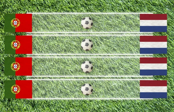 Plastilina fotboll flagg på gräs bakgrund för poäng (grupp B) — Stockfoto