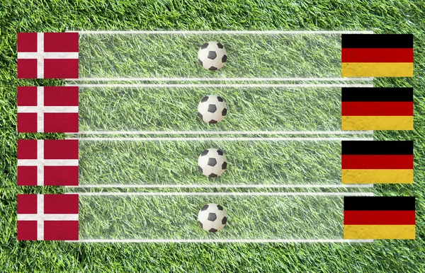Bandera de fútbol de plastilina en el fondo de hierba para la puntuación (Grupo B ) —  Fotos de Stock