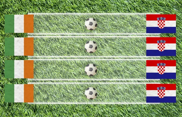 Bandera de fútbol de plastilina en el fondo de hierba para la puntuación (Grupo C ) —  Fotos de Stock