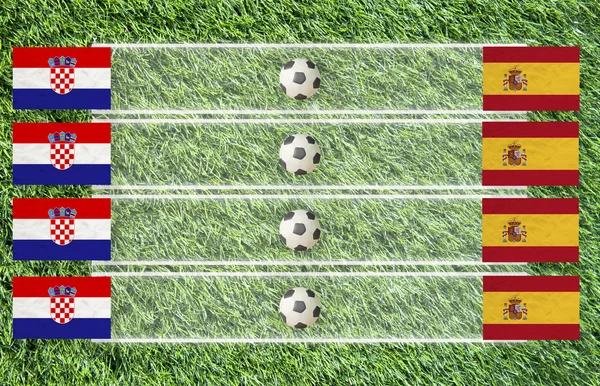 Plastelíny fotbalové vlajky na trávě pozadí pro skóre (skupina C) — Stock fotografie