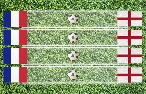 Plastelíny fotbalové vlajky na trávě pozadí pro skóre (Skupina D) — Stock fotografie