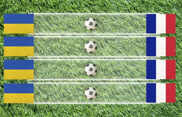Plasticine Football flag on grass background for score (Group D) — Stock Photo, Image