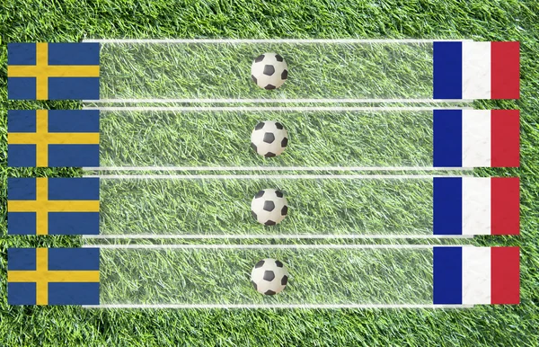Bandera de fútbol de plastilina sobre hierba fondo para la puntuación (Grupo D ) — Foto de Stock