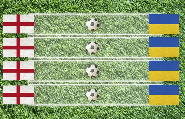 Plasticine Football flag on grass background for score (Group D) — Stock Photo, Image