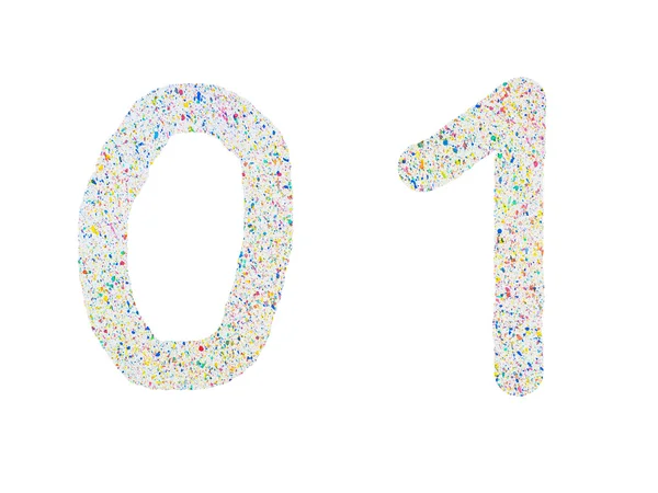 Handskrivna färgstark akvarell alfabetet nummer, isolerade — Stockfoto