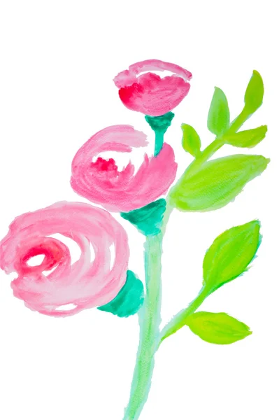 彩色花朵的水彩手绘、 被孤立 — 图库照片