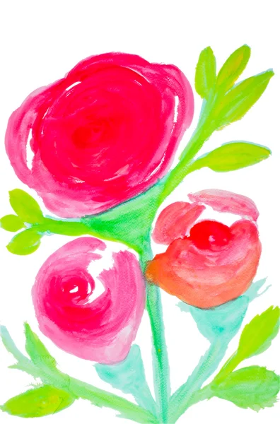 Flores de color en acuarela pintadas a mano, aisladas —  Fotos de Stock