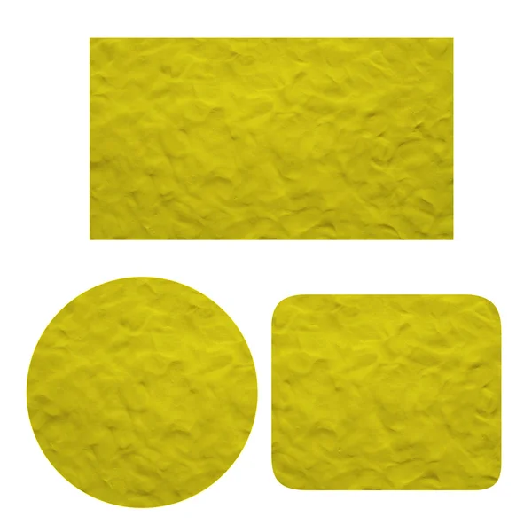 Gyurma szett üres sárga címke elszigetelt fehér alapon — Stock Fotó