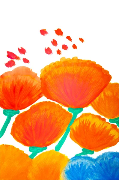 Color flowers in watercolor hand painted, isolated — Stock Photo, Image