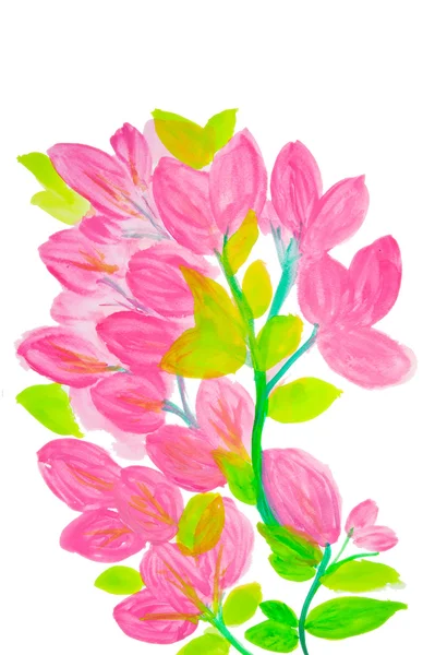 Flores coloridas em aquarela pintadas à mão, isoladas — Fotografia de Stock