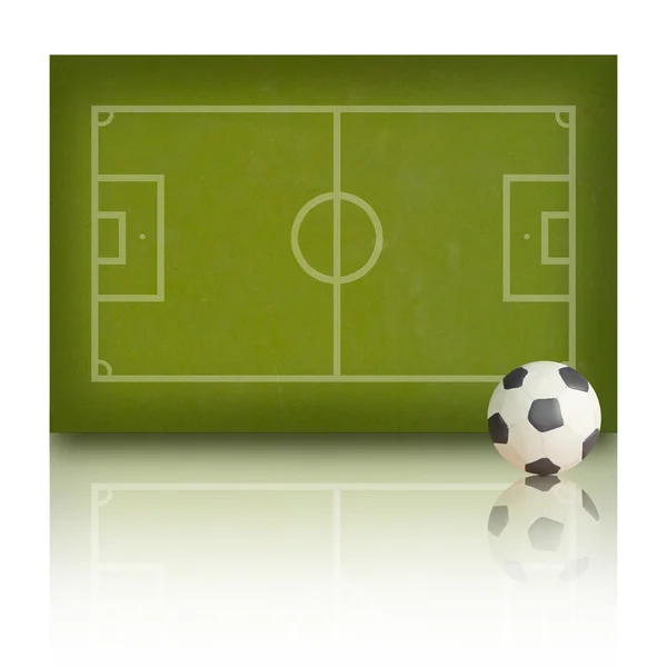 Plasticine Fútbol fútbol en el campo de hierba, fondo blanco — Foto de Stock