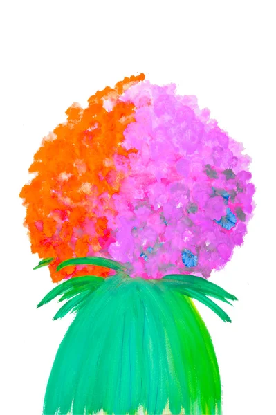 彩色花朵的水彩手绘、 被孤立 — 图库照片