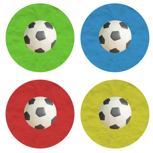 Plasticine Color Futebol sobre fundo branco — Fotografia de Stock