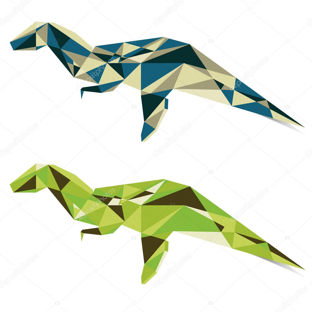 Cubist Dinosaur paper style on white background
