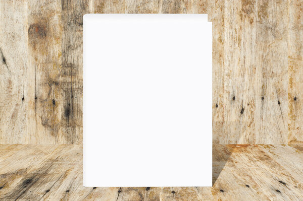 Blank Book on wood background