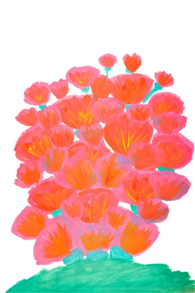 色花の水彩画の手で描かれた、孤立 — ストック写真