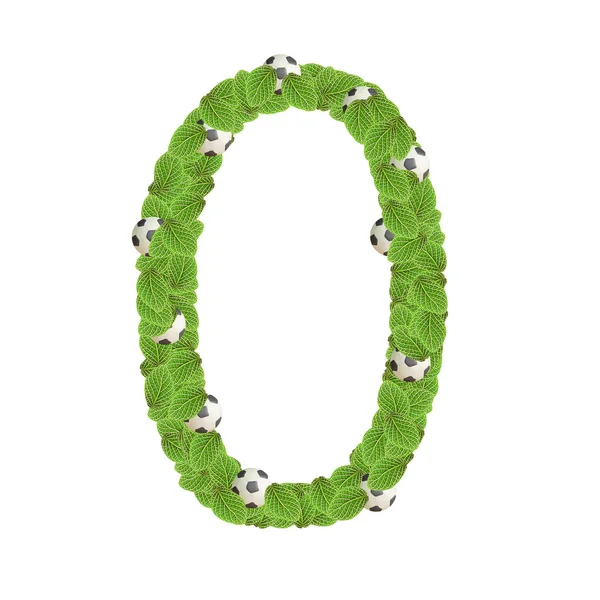 Futbol beyaz arka plan üzerinde alfabenin harfleri yapraklar — Stok fotoğraf