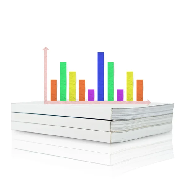 Plasticine graph stick no fundo do livro em branco, isolado — Fotografia de Stock