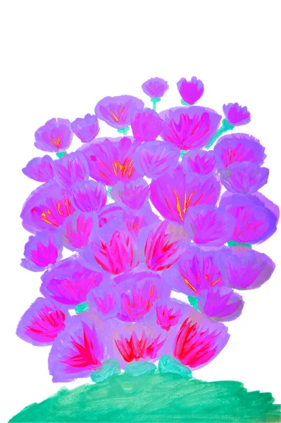 Flores de color en acuarela pintadas a mano, aisladas —  Fotos de Stock