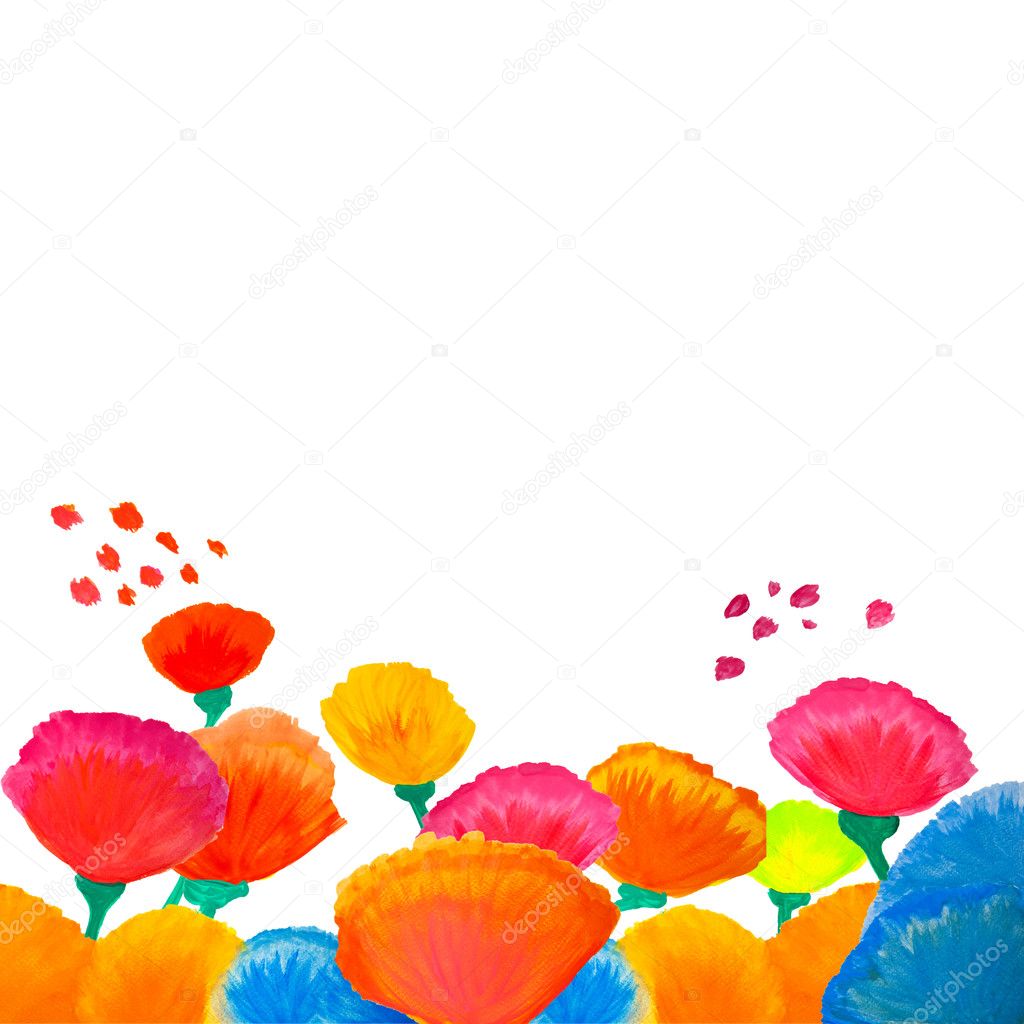 Color flowers in watercolor hand painted, isolated