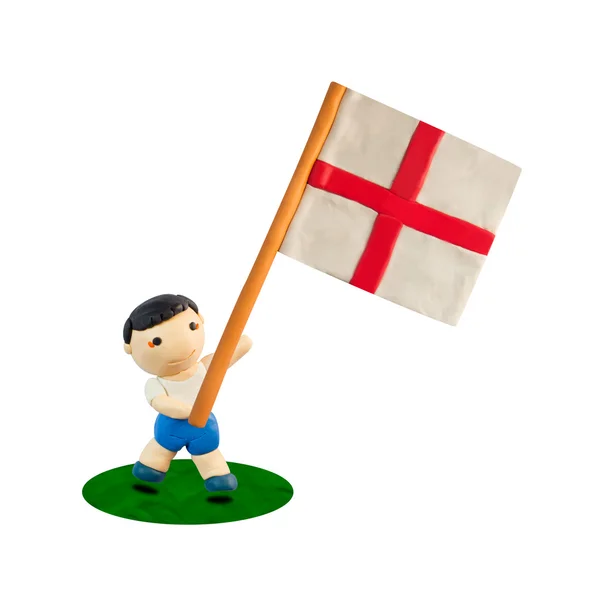 Barn fotboll med flaggan i england — Stockfoto