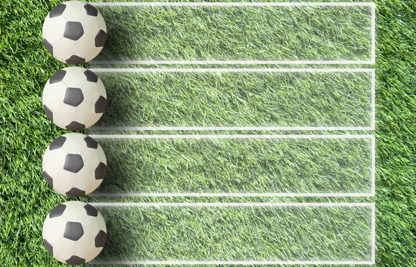 Modellera fotboll på gräs och papper bakgrund — Stockfoto