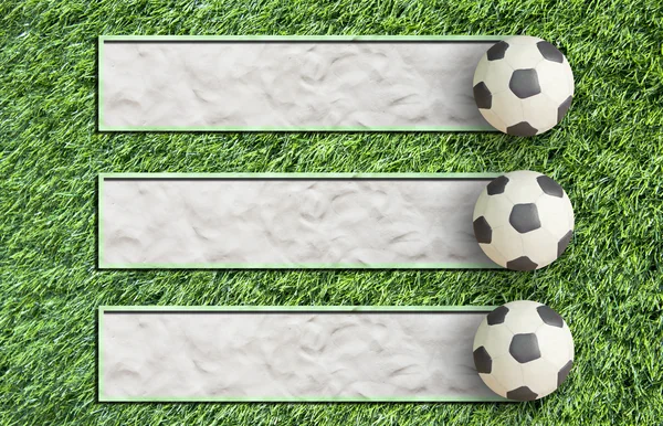 Plasticine voetbal op gras en papier achtergrond — Stockfoto